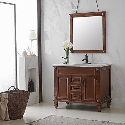 BWE Oil Rubbed Bronze Waterfall Bathroom Faucet, Solid Brass, 1.2 GPM | Waterfall Spout, Ceramic Cartridge, California-Compliant, Fits 1 or 3-Hole Sinks, Handware Included, Single Handle - color: Bronze
