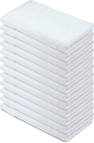 Basic Hand Towels 16x26 Inches – Pack of 12 – White Color – Soft and Absorbent Multipurpose Cotton Towels for Bathroom, Spa, Gym, Salon, Hotel, and Everyday Use - color: White, size: 16x26 inch Pack of 12