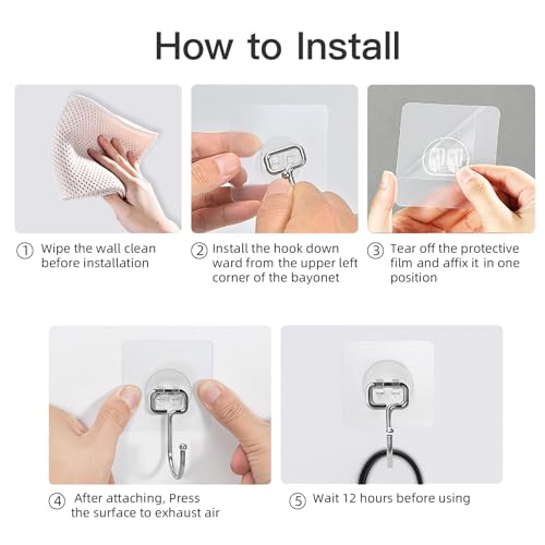 Large Adhesive Hooks for Hanging Heavy-Duty 44Ib(Max) 20 Packs, Wall Hangers without Nails Self-Adhesive Traceless Clear and Removable, Waterproof and Rustproof Multiple Uses for Bathroom Kitchen Home - size: 20 Large Hooks