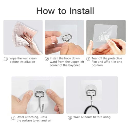 Large Adhesive Hooks for Hanging Heavy-Duty 44Ib(Max) 30 Packs, Wall Hangers without Nails Self-Adhesive Traceless Clear and Removable, Waterproof and Rustproof Multiple Uses for Bathroom Kitchen Home - size: 30 Large Hooks