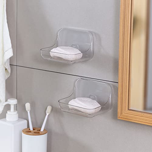Shower Squeegee for Glass Doors and 2 Pack Soap Dish Soap Holder