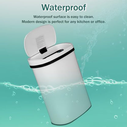 PayLessHere Kitchen Trash Can Automatic Trash Can with Lid 50 Liter 13 Gallon Touch Free High-Capacity Brushed Stainless Steel Waste Bin for Bathroom Bedroom Home Office (White) - color: White