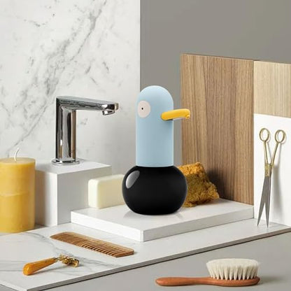 Automatic Foaming Soap Dispenser Duck Head Soap Dispenser | 2-Speed Adjustable Touchless Cute Foaming Hand Soap Dispenser for Bathroom Kitchen, USB Rechargeable, 13.5oz (Blue) - color: Blue