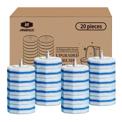 Toilet Bowl Cleaner Wand Refills Compatible with CLOROX, 20 Count Disposable Toilet Brush Refills, Replacement Heads for Toilet Cleaning System, Blue - style: 20 refflls（Without handle）