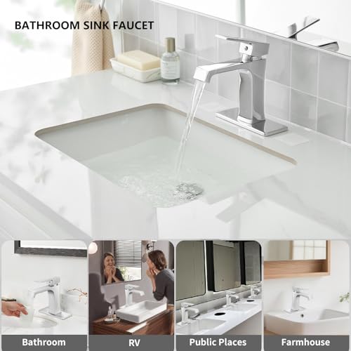 Waterfall Bathroom Faucet Chrome Bathroom Sink Faucet, Modern Single Hole Bathroom Faucet, Single Handle RV Sink Vanity Faucet—Includes Pop-Up Drain, Suitable for 1-Hole or 3-Hole - color: Chrome