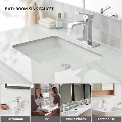 Waterfall Bathroom Faucet Chrome Bathroom Sink Faucet, Modern Single Hole Bathroom Faucet, Single Handle RV Sink Vanity Faucet—Includes Pop-Up Drain, Suitable for 1-Hole or 3-Hole - color: Chrome
