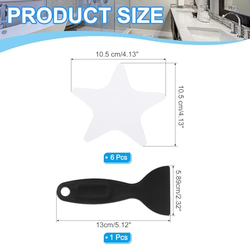 PATIKIL Bathtub Non Slip Stickers 4.13x4.13 Inch, 6 Pack Star Safety Shower Floor Anti Slip Stickers with Adhesive Decals Scraper for Bath Tub Shower Floor Stair, Clear - color: Clear