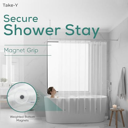 Clear Shower Curtain Liner, Premium PEVA, 72"x72", Waterproof with Rustproof Grommets, Weighted, Quick Dry, Modern Style, 12 Hooks Included, Lightweight Standard Size,Odorless Plastic
