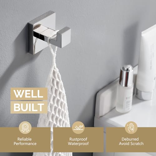 Angle Simple Bathroom Towel Hook, Bath Coat Robe Hanger, Polished Chrome | SUS304 Stainless Steel Robe Hook, Modern Hand Towel Holder for Kitchen Closet RV, Screw Wall Mount - color: Polished Chrome, size: 1 Pack