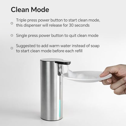 Electric Foaming Soap Dispenser, Rechargeable Touch Foam Hand Soap Dispenser for Bathroom, Stainless Steel Press Soap Pump for Kitchen, Water-Resistant, Xmas Gift - color: Gray