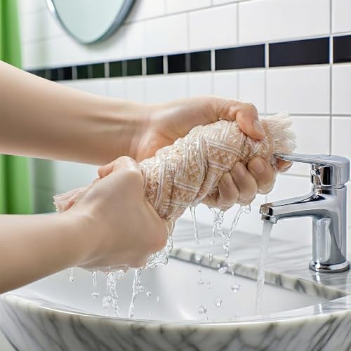 4-Pack Cotton Bathroom Hand Towels – Boho Cotton Hand Towel Set with Jacquard Weave & Fringe, 13"x29.1" Absorbent Soft Face Set for Kitchen, Bathroom, Guest Tea Gift (Brown, White) - color: Brown，white