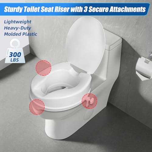 Raised Toilet Seat with Lid for Elderly, 4" High Toilet Seat for Elongated or Standard Commode, Raised Toilet Seat for Seniors, Handicap Toilet Seat Riser with Cover - size: 4"
