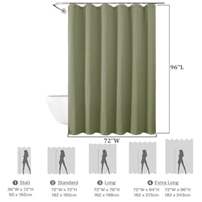 Aiyufeng Fabric Green Extra Long Shower Curtain for Bathroom, 3D Textured Shower Curtain 96 Inch Long Soft Cloth & Hotel Spa Quality, Large Hotel Bathroom Curtain Boho Style, 72x96 Inches - color: Green, size: 72"W x 96"L (Pack of 1)
