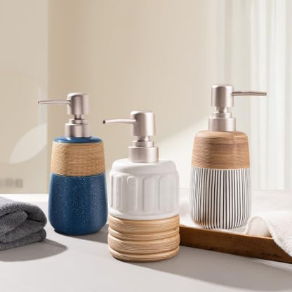 Hand Soap Dispenser, Ceramic Liquid Soap Dispenser for Bathroom Countertop Dish Hand Soap Dispenser for Kitchen Sink, Bathroom Lotion Bottle Dispensers Boho Kitchen Home Decor,15 OZ Blue - size: 1 x 15 Oz Soap Dispenser Blue