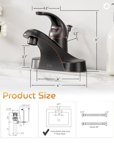 WOWOW Single Handle Commercial Bathroom Faucet Oiled Rubbed Bronze 4 inch Centerset Bathroom Basin Sink Faucets One Handle Vanity Faucets Basin Mixer Tap with Lift Rod Drain Assembly - color: Oiled-Rubbed Bronze