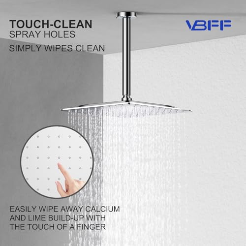 VBFF-Shower Head,rain shower head, 8 inch- Square Shower Head, 1.8 GPM Flow Rate, rainfall showerhead,VBFF07 (Chrome) - color: Chrome, size: 8 Inch