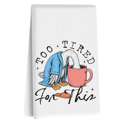 Lovdazzles Funny Duck Kitchen Towels Decorative Tea Towel | Absorbent Microfiber Dish Cloth, Waffle Soft Hand Towels for Home, Farmhouse, Bathroom Decor, Funny Gifts - color: Multi 1632