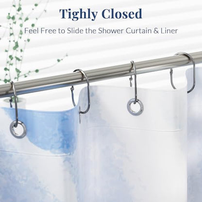 Bathway Chrome Shower Curtain Rings - 12 Pcs Anti-Drop, Rust Proof Metal Shower Hooks for Curtain Rod - color: Chrome, style: Modern Oval