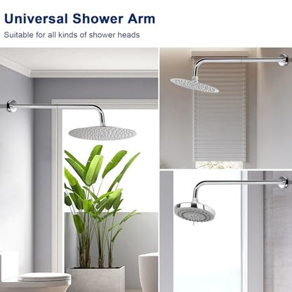 NearMoon Shower Arm, Extra Extension Arm with Flange, Stainless Steel Wall-Mounted Showerhead Extender Pipe (24 Inch, Chrome Finish) - color: Chrome Finish, style: 24 Inch
