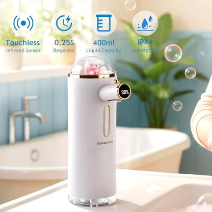 Automatic Liquid Soap Dispenser Touchless, USB Rechargeable Smart Hand Soap Dispenser, 13.5oz/400ml, Wall Mounted for Kitchen Bathroom Family (White)The table should be laid flat; it cannot be hung up - color: White