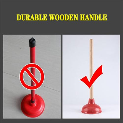 Toilet Plunger Red Heavy Duty Force Cup Rubber with A Long Wooden Handle to Fix Clogged Toilets and Drains, Perfect for Kitchens and Bathrooms (1 pcs) - color: 1 Pcs