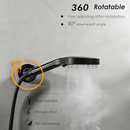 Hand held Showerhead Holder Wall Mounted with Suction Cup - Reusable- Wide Anlge Adustable Shower Hose Holder (Matte Black) - style: Matte Black