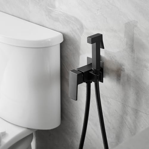 Homevacious Bidet Sprayer for Toilet Adjustable Water Pressure Square Brass | Bidet Attachment Set for Feminine Pets and Baby Diaper Washing Matte Black - color: Matte Black
