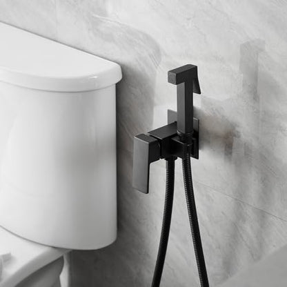 Homevacious Bidet Sprayer for Toilet Adjustable Water Pressure Square Brass | Bidet Attachment Set for Feminine Pets and Baby Diaper Washing Matte Black - color: Matte Black