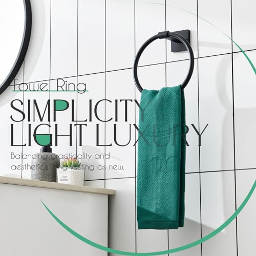 KOKOSIRI Towel Ring Matte Black Bath Towel Hanger Bathroom Hardware Hand Towels Holder Rack Wall Mounted Stainless Steel, B3010BK - color: Matte Black