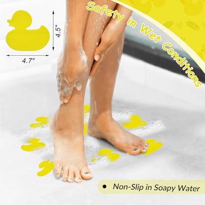 S&X Bathtub Non Slip Stickers for Kids, 12-Pack Cartoon Duck Shower Non Slip Stickers - Comfortable High Grip On Slippery Surfaces - size: Duck