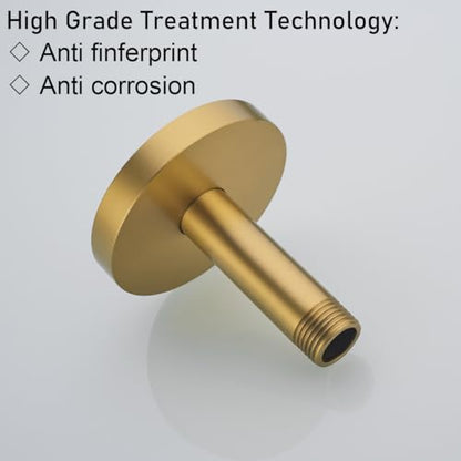 RANDOM Champagne Bronze Shower Arm with Flange 4 Inches Ceiling Mount Shower Head Extension Straight Arm Ceiling-Mounted For Fixed Shower Head.RD91038-4CB - color: 4″ Champagne Bronze(Round Flange)