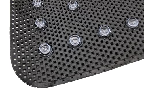 Bathub and Shower Soft Waffle Cushioned Texture Spa Bathroom Shower and Bath Mat Non Slip 27.5" x 16" with Suction Cups and Drain Holes (Black) - color: Black