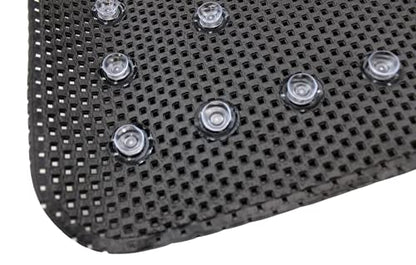 Bathub and Shower Soft Waffle Cushioned Texture Spa Bathroom Shower and Bath Mat Non Slip 27.5" x 16" with Suction Cups and Drain Holes (Black) - color: Black