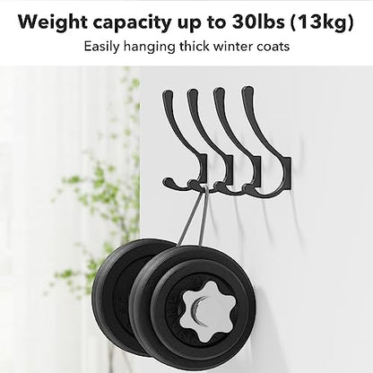 Coat Hanger Hooks Wall Mount - Backpack Hooks,Metal Wall Hooks For Hanging Heavy Duty,Screw In Hooks For Hanging Clothes,Black Coat Hooks For Wall,Purse Hanger For Wall,Wall Mounted Bag Hooks (6 Pack) - size: 6 Pack