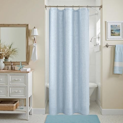 KOUFALL Light Blue Waterproof Linen Fabric Shower Curtain for Bathroom 36x72 Inches Long - color: Light Blue, size: 36"W x 72"L (Pack of 1)