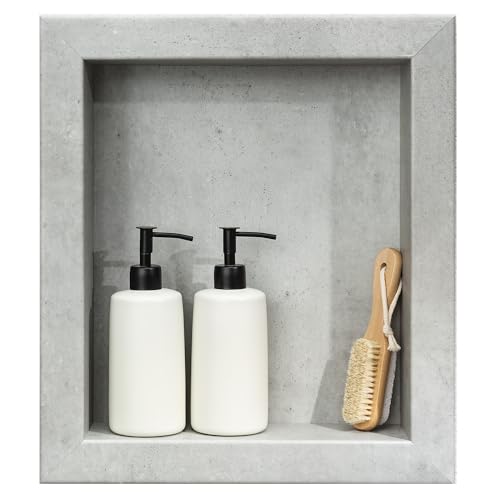 Palisade 17.5 in x 15.5 in Vinyl Shower Niche Frost Nickel | Waterproof Shower Insert - color: Frost Nickel