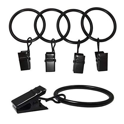 90 Pack Curtain Rings with Clips, Drapery Clips with Rings, Drapes Rings 1.26 in Interior Diameter, Fits up to 1 in Curtain Rod, Black - color: Black, size: 1.26" I D 90 Pack