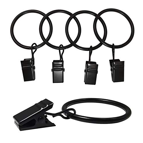 40 Pack Curtain Rings with Clips, Drapery Clips with Rings, Drapes Rings 1.26 in Interior Diameter, Fits up to 1 in Curtain Rod, Black - color: Black, size: 1.26" I D 40 Pack