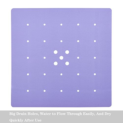 Webos Shower Mat for Textured Surface：Silicone Non Slip Shower Mat Without Suction Cups Foldable - Square Bath Mat for Reglazed Tub Textured Shower Floor (Purple, 21x21) - color: Purple