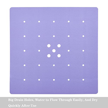 Webos Shower Mat for Textured Surface：Silicone Non Slip Shower Mat Without Suction Cups Foldable - Square Bath Mat for Reglazed Tub Textured Shower Floor (Purple, 21x21) - color: Purple