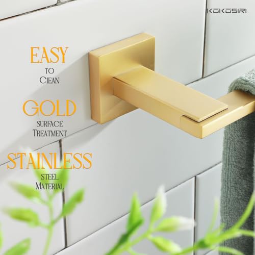 KOKOSIRI Bathroom Towel Bar Wall Mount Hand Towel Holder Hanger for Bathroom Storage and Organization Wall Mount, Brushed Gold Stainless Steel B3006BG - color: Gold