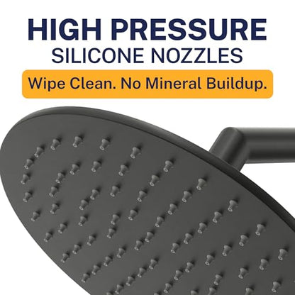 HammerHead Showers® Solid Metal 8 Inch Rainfall Shower Head – MATTE BLACK - Shower Head Rainfall - 1.75 GPM High Flow Shower Head Optimized for Pressure – Large Round Rain Shower Heads - color: Matte Black, size: 1.75 GPM