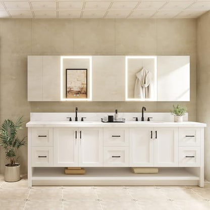 Spliceable Modular Bathroom Medicine Cabinet with Soft Close Doors with Glass on Both Sides, Reversible Wall Mounted Mirror (28" L x 20" W) - color: 20"×28" Reversible Cabinet