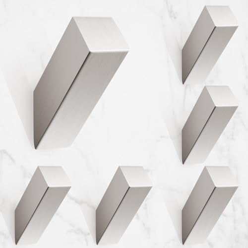 NINETREX Towel Hooks, Brushed Nickel Stainless Steel, Wall Mounted 6 Pack | SUS 304 Stainless Steel,Heavy Duty, Modern Style, Silver Robe Hook, for Bathroom Livingroom Hotel - color: Brushed Nickel, size: 6 Pack