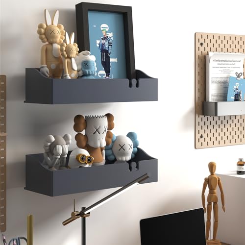 Acrylic Shower Caddy Bathroom Organizer,Rustproof Shower Shelves - No Drilling Wall Mount Shelf, Adhesive Bathroom Storage For Shampoo With Soap Holder 3 Pack - color: Dark Grey