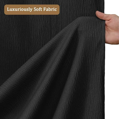 Aiyufeng 3D Textured Black Shower Curtain for Bathroom, Fabric Shower Curtain Soft Cloth & Hotel Spa Quality, Luxury Boho Bathroom Curtains, Machine Washable, Black, 72x72 Inches - color: Black, size: 72"W x 72"L (Pack of 1)