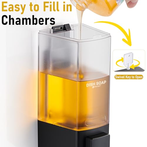 Pollock Shampoo and Conditioner Dispenser 1 Chamber * 500ML | Shower Soap Dispenser Wall Mounted, Body Wash Dispenser No Drill, Refillable Shower Dispenser for Bathroom - color: Blk-zt-53-b1