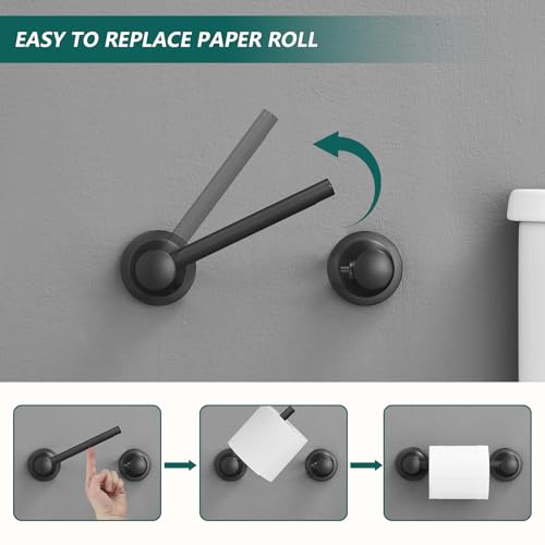 Hoimpro Wall Mounted Rustproof Toilet Tissue Paper Holder Bathroom Accessories Toilet roll Paper Hanger, Black - color: Matte Black