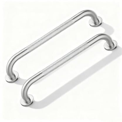 2 Pack Grab Bars for Bathtubs and Showers, NEWRAIN 16 Inch Stainless Steel Wall Bathroom Shower Handle, Anti Slip Brushed Nickel Safety Bars Toilet Handicap Elderly Senior Assist Bath Saft Hand Rail - color: Brushed Nickel