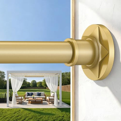 Gold Extra Long Tension Shower Curtain Rod No Drilling Adjustable 30-108 In(9ft) 1.1" Diameter Stainless Steel, Rustproof Heavy Duty, Room Divider for Bathroom Window Patio Closet - color: Gold, size: 30-108''